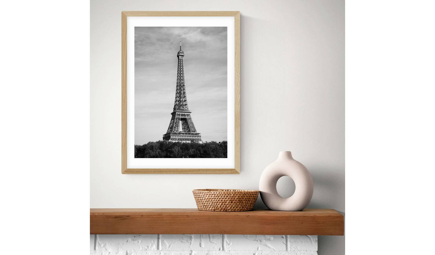 East End Prints Eiffel Tower Oak Frame Art Print - A3