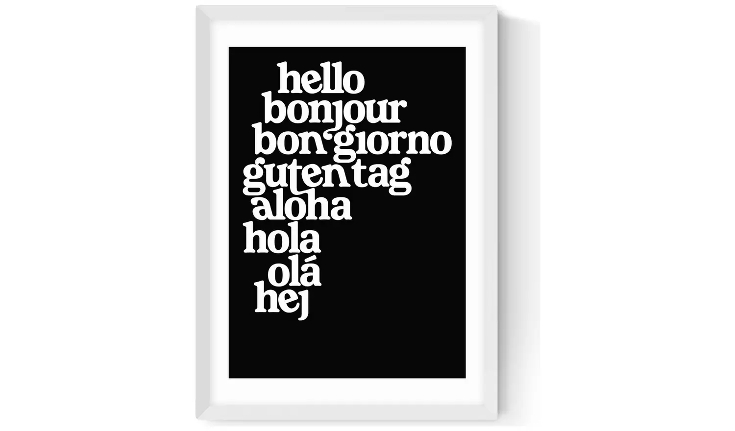East End Prints Hello World White Frame Art Print - A2