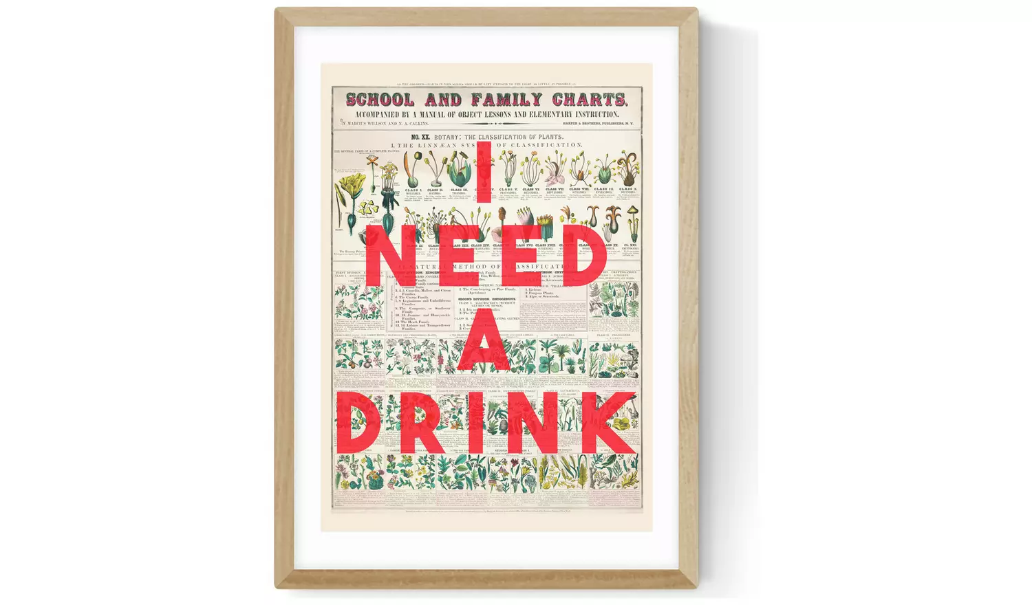 East End Prints I Need A Drink Oak Frame Art Print - A2