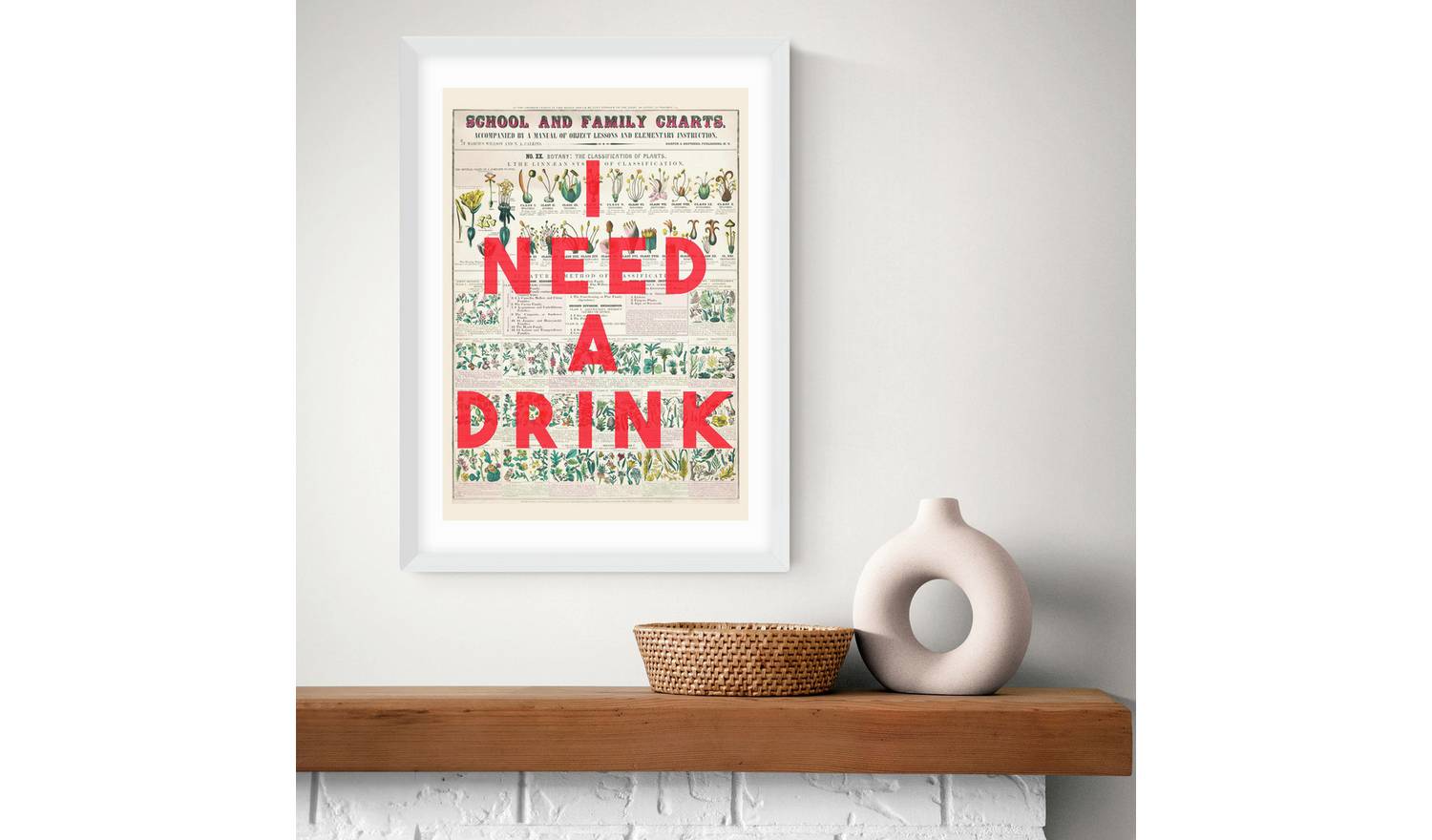 East End Prints I Need A Drink White Frame Art Print - A3
