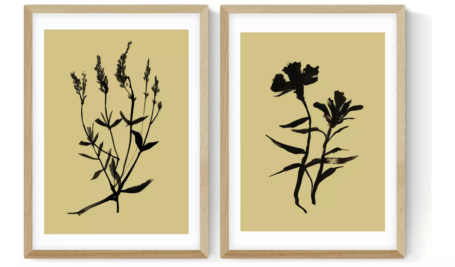East End Prints Inky Botanical Oak Frame Art Print - A2