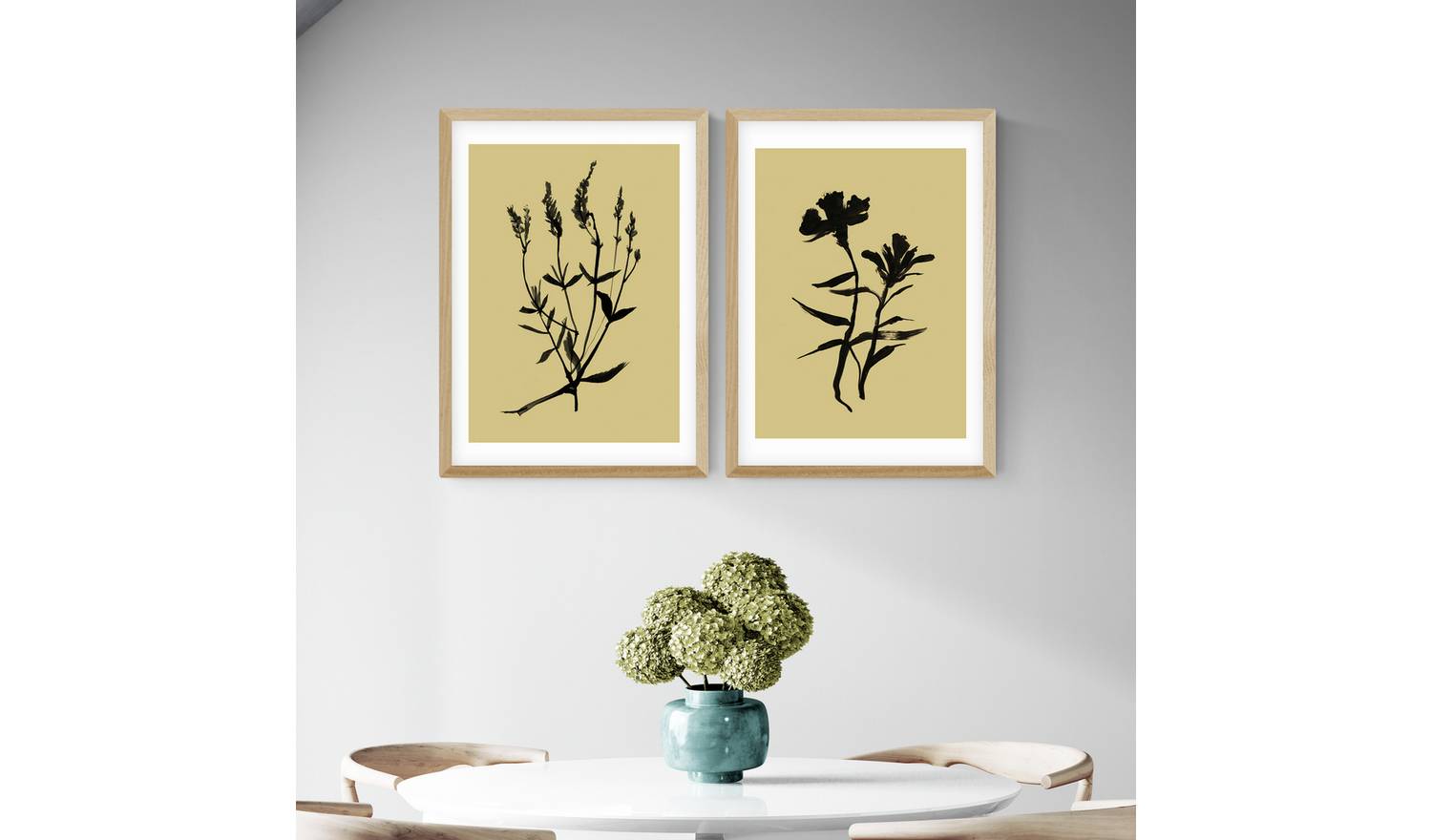 East End Prints Inky Botanical Oak Frame Art Print - A3