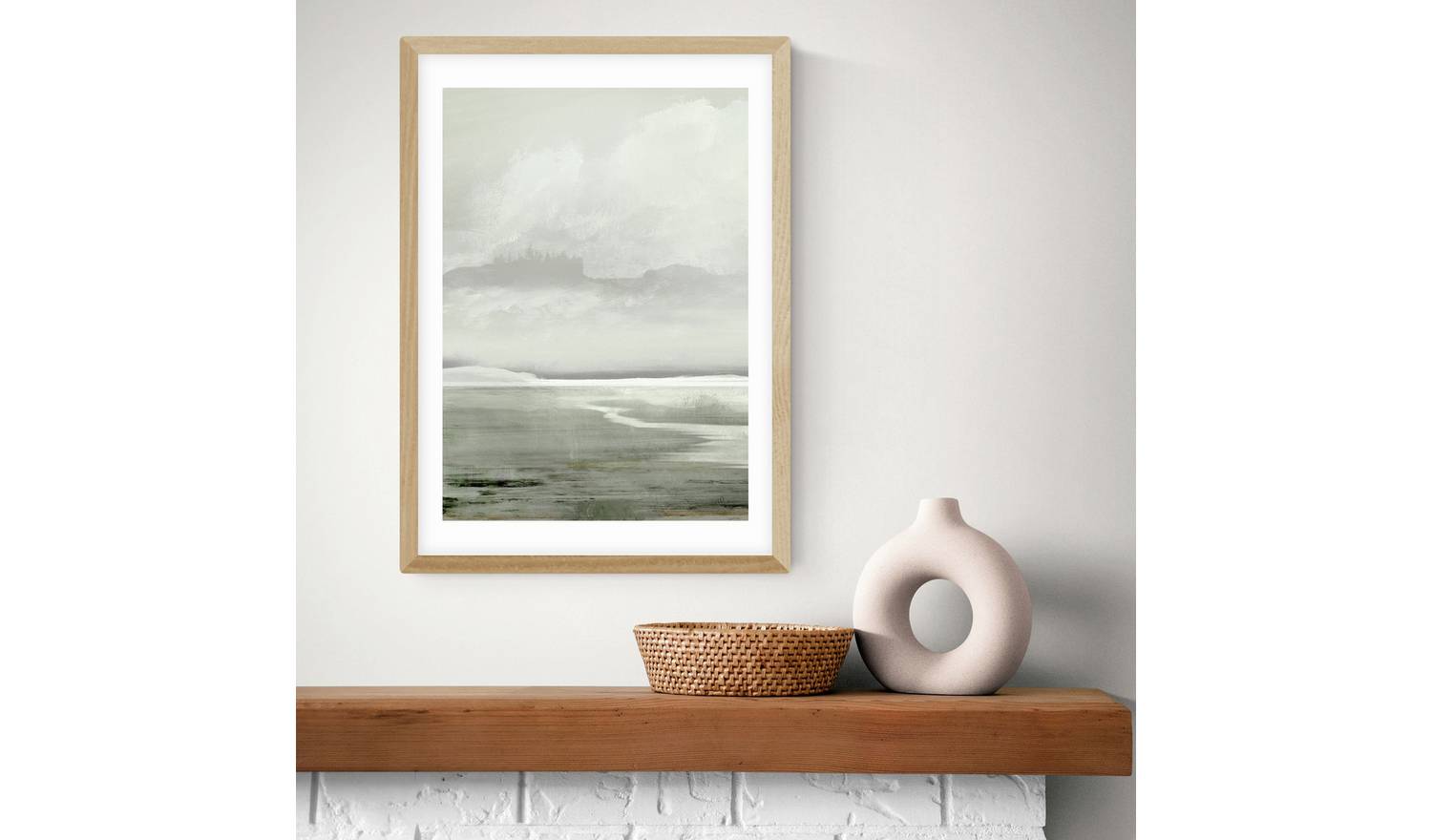 East End Prints Lakes Oak Frame Art Print - A3