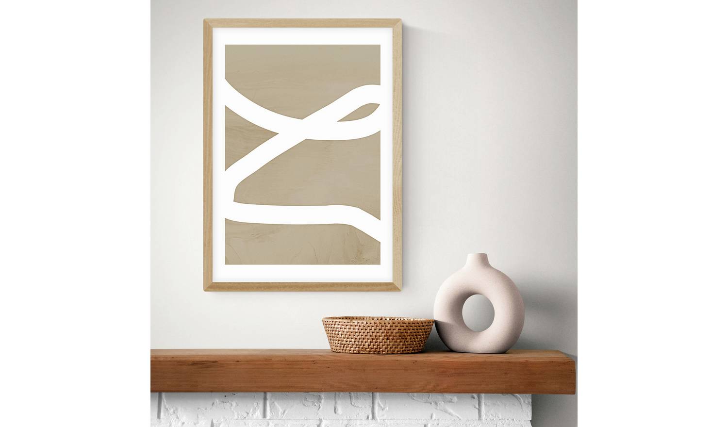 East End Prints Lines Oak Frame Art Print - A2