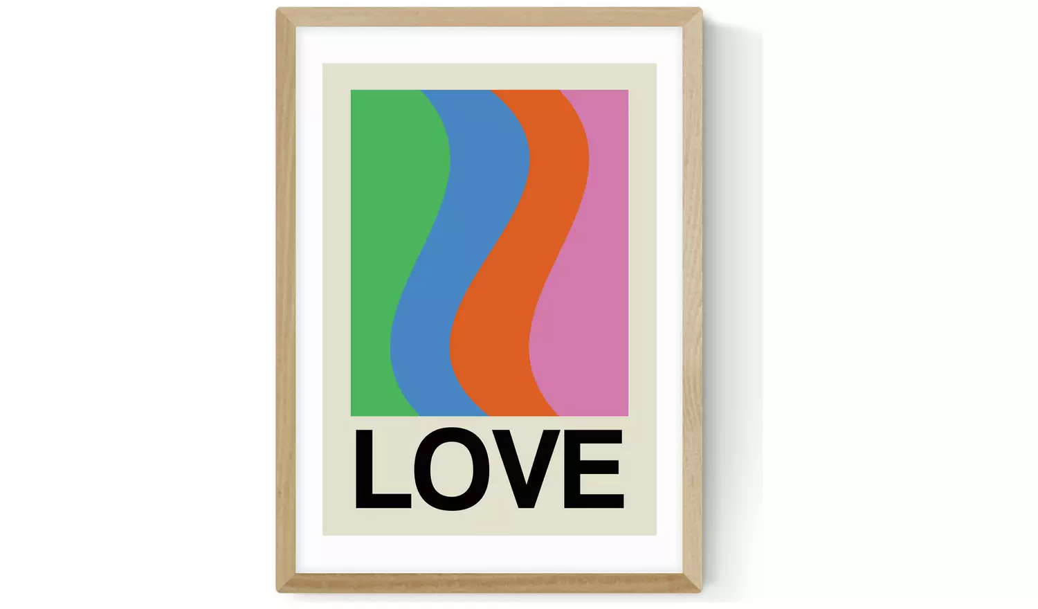 East End Prints Love Wave Gala Oak Frame Art Print - A2