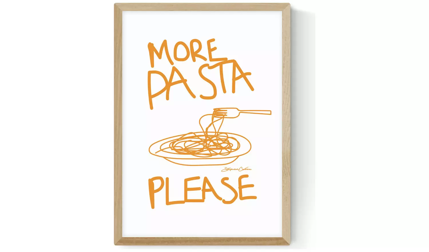 East End Prints More Pasta Please Oak Frame Art Print - A3