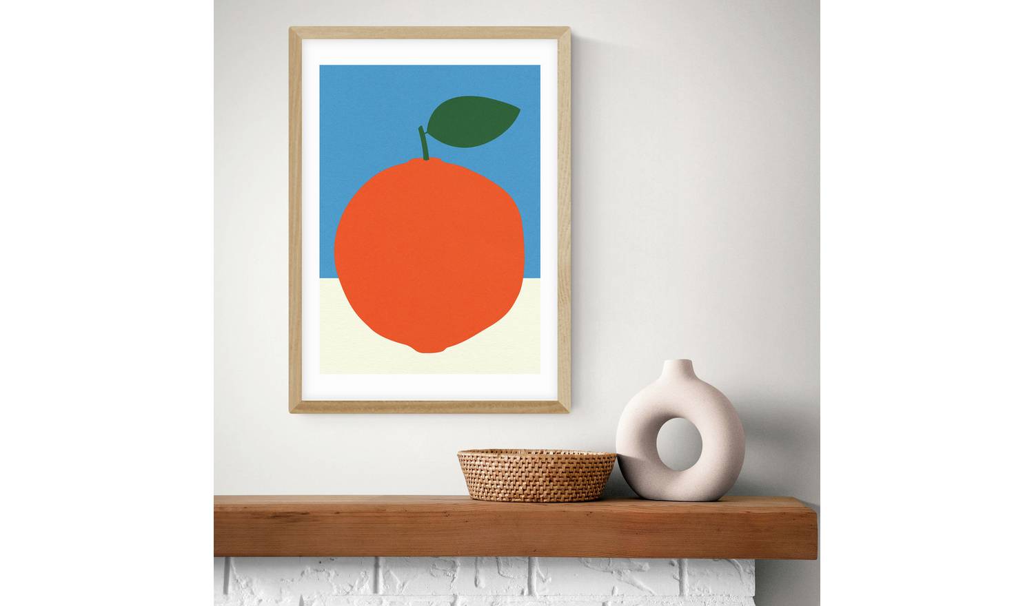 East End Prints Orange Oak Frame Art Print - A3