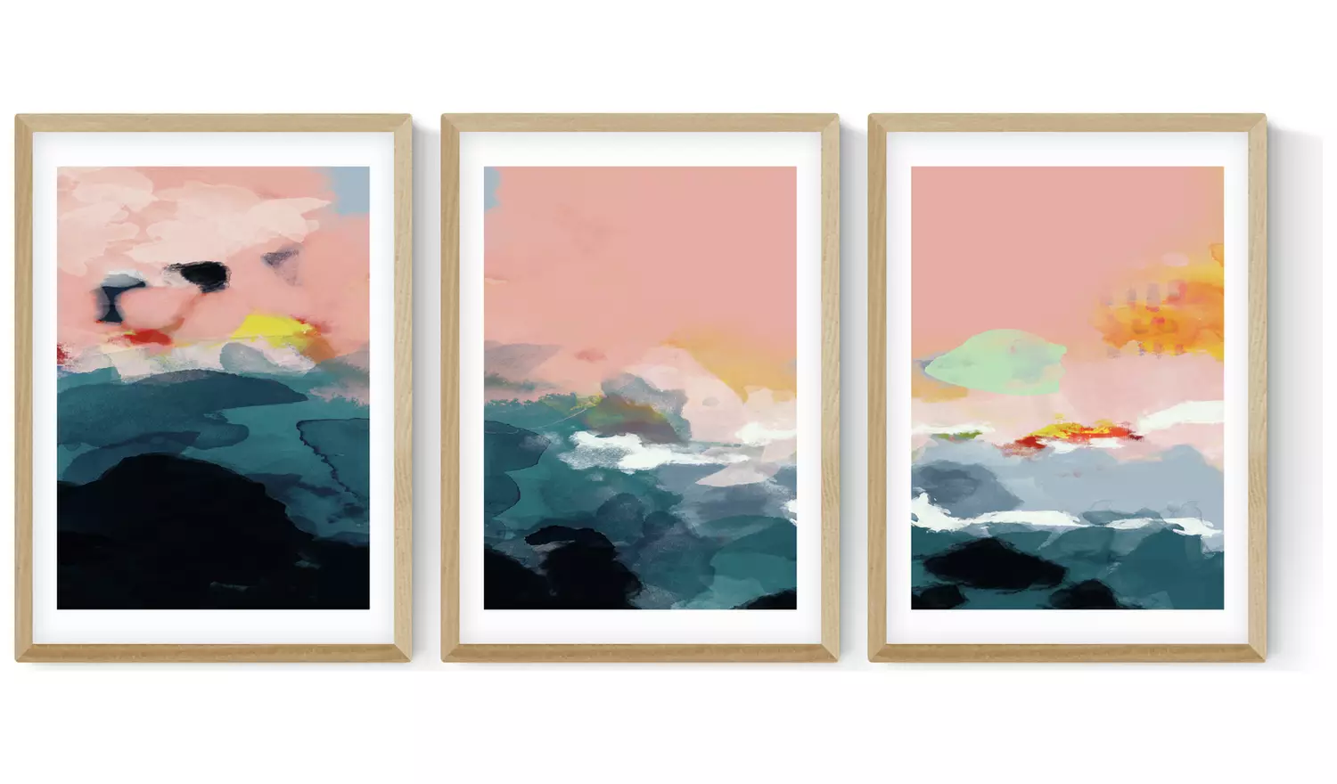 East End Prints Landscape Oak Frame Art Print Set - A3