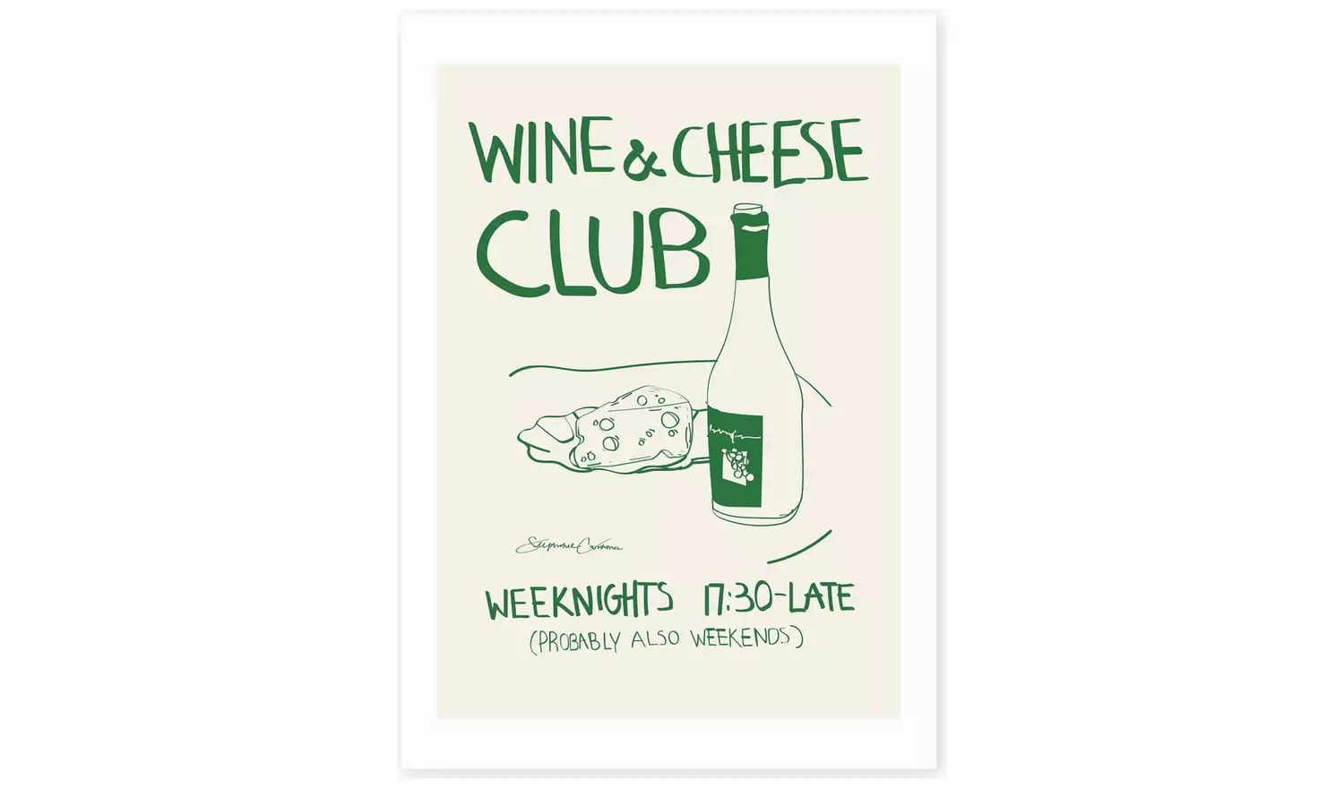 East End Prints Wine Cheese Art Print - A2
