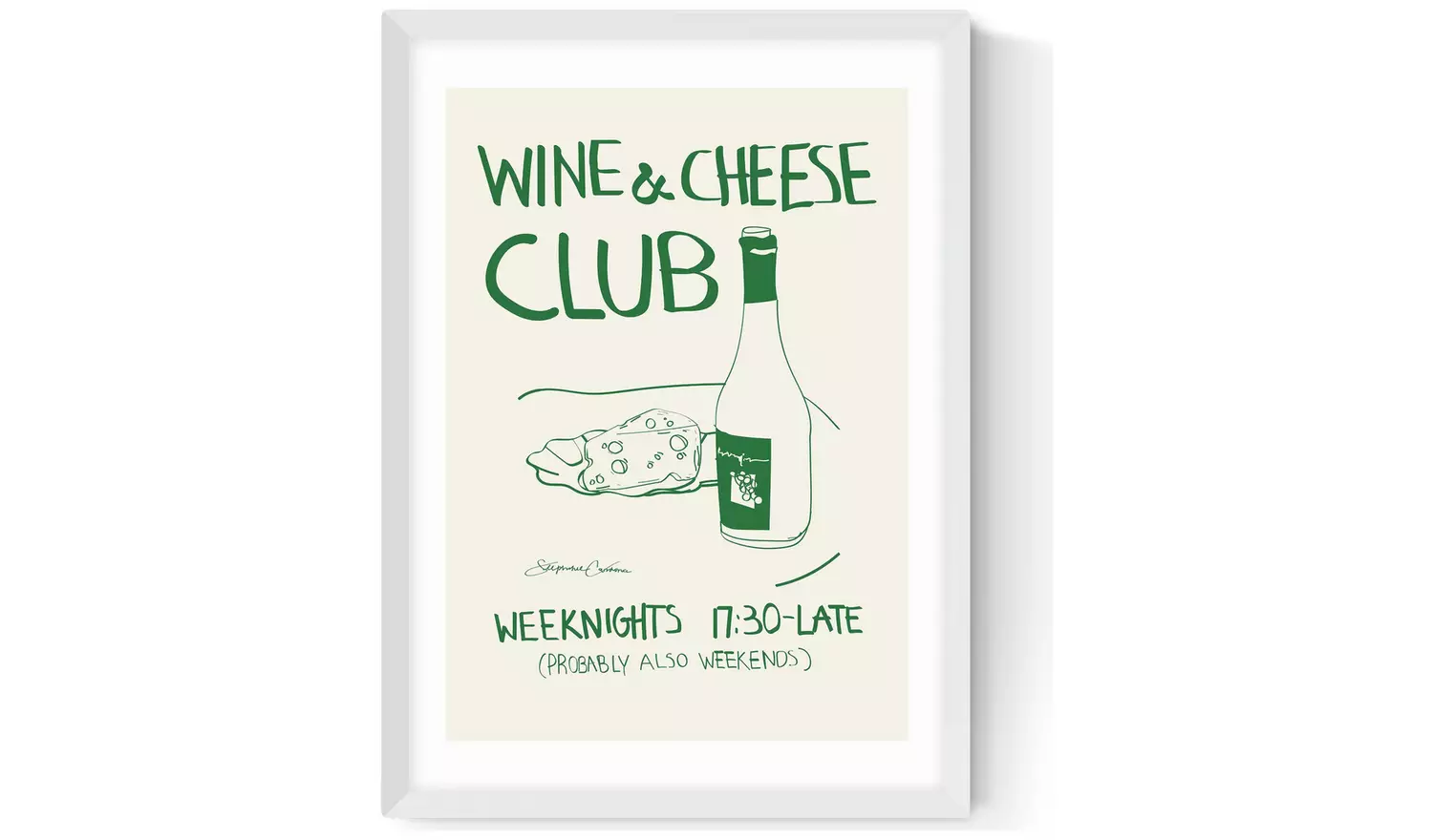 East End Prints Wine Cheese White Frame Art Print - A3