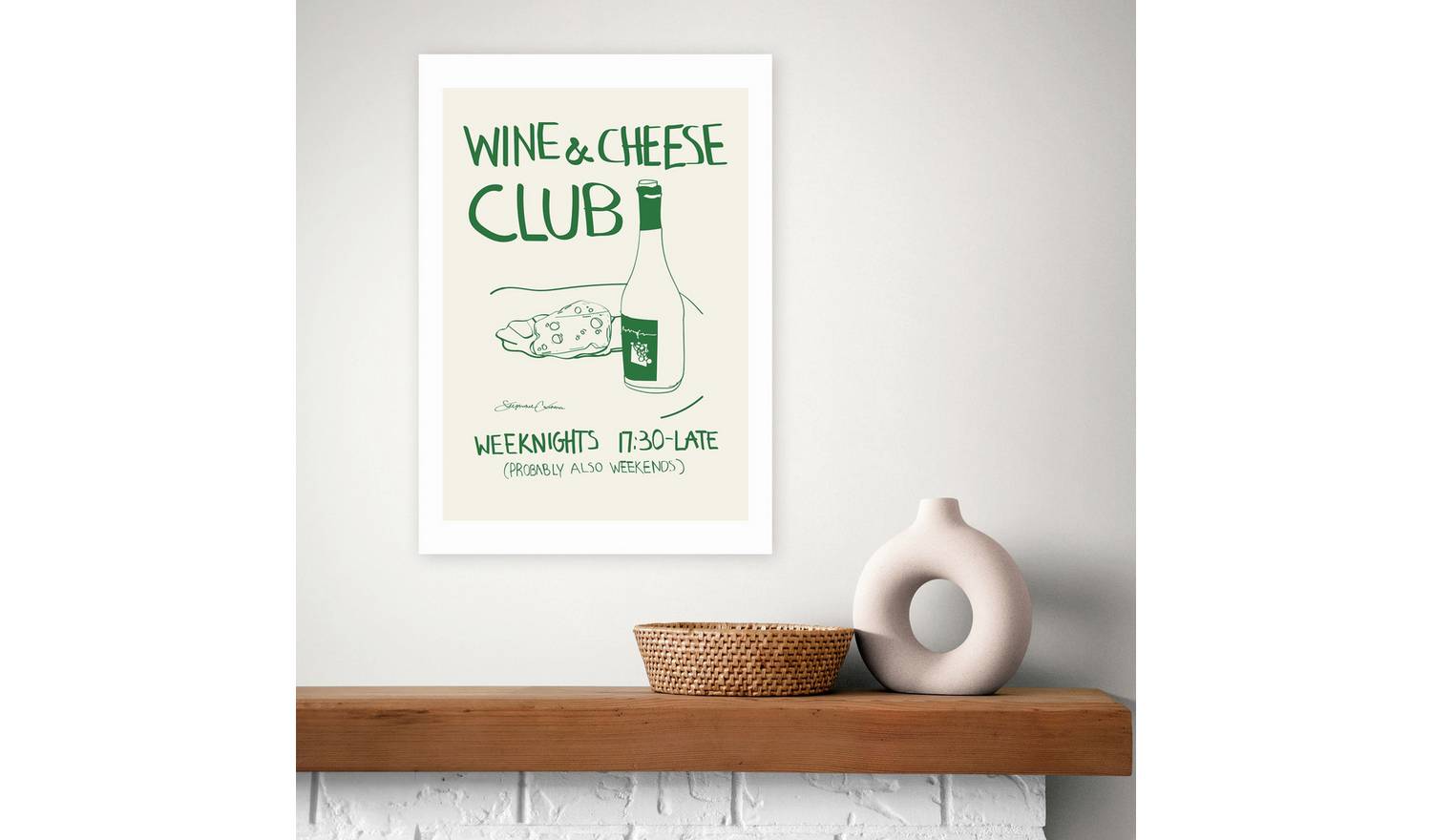 East End Prints Wine Cheese Art Print - A3