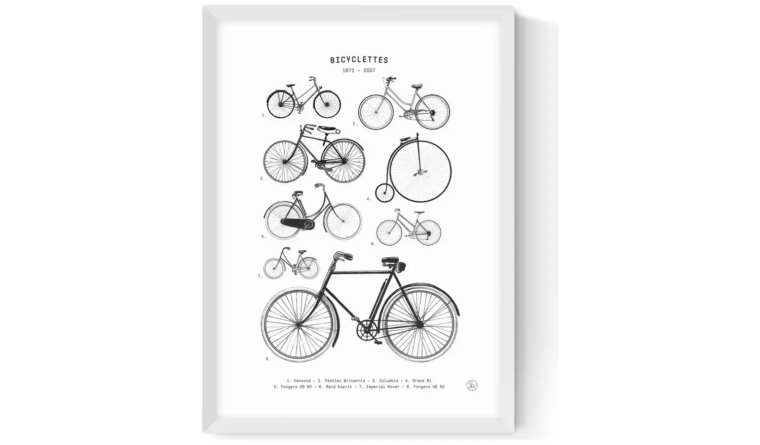 East End Prints Bicyclettes White Frame Art Print - A2