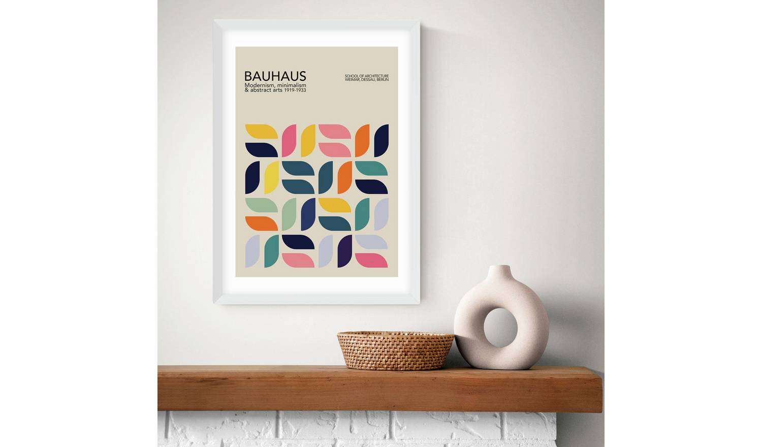 East End Prints Bauhaus Petals White Frame Art Print - A3