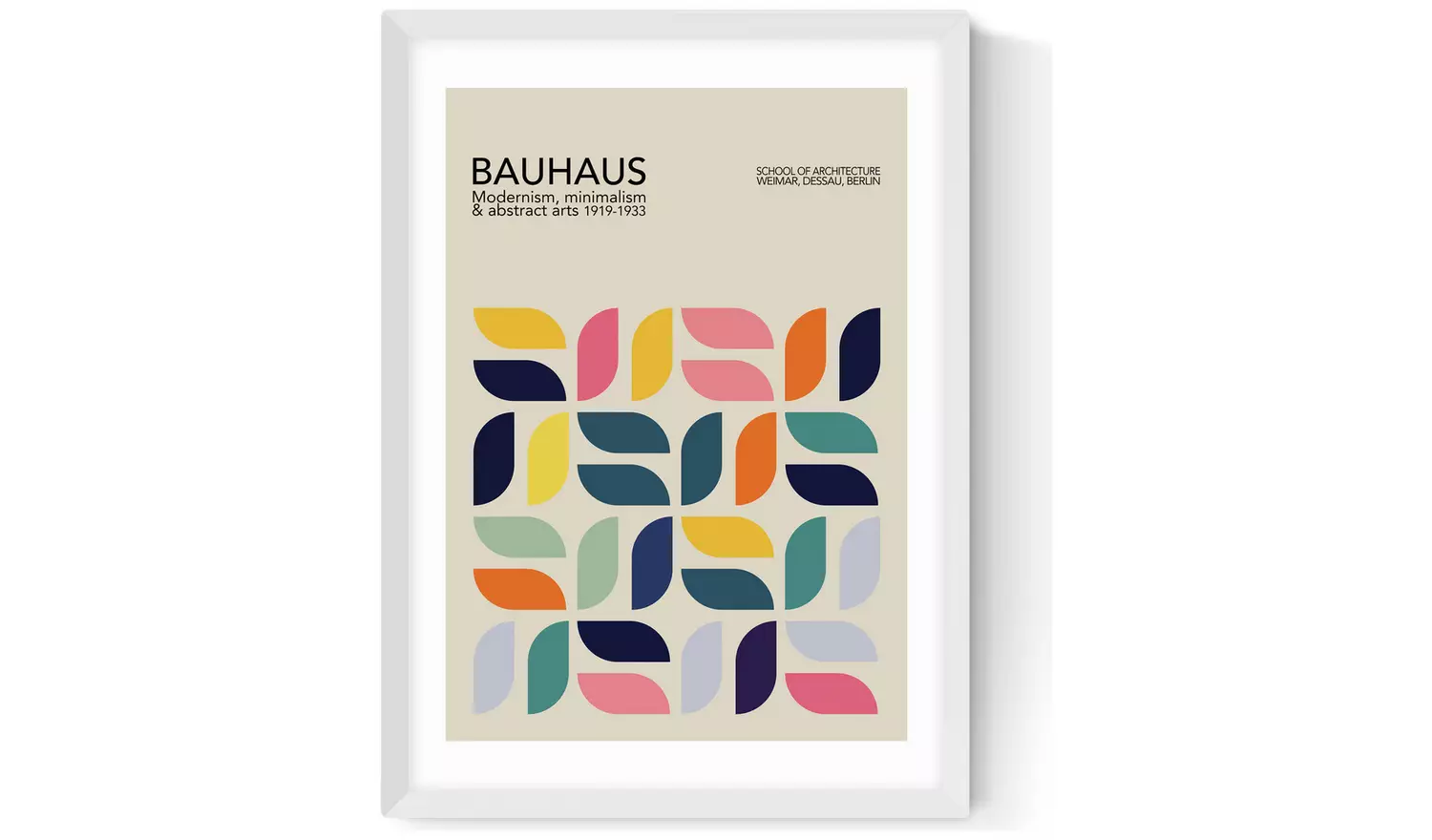East End Prints Bauhaus Petals White Frame Art Print - A3