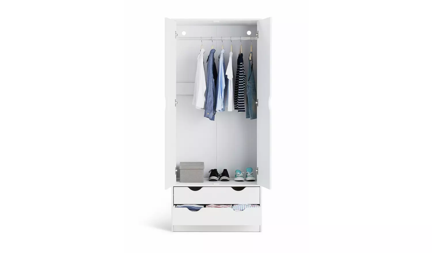 Habitat Kids Pagnell 2 Piece 2 Door Wardrobe Set - White