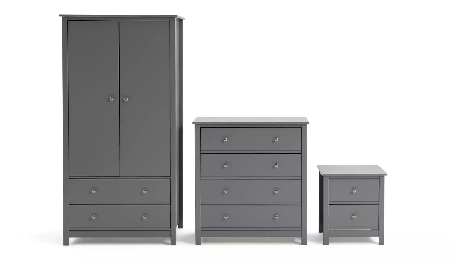 Habitat Brooklyn 3 Piece 2 Door Tall Wardrobe Set -Grey