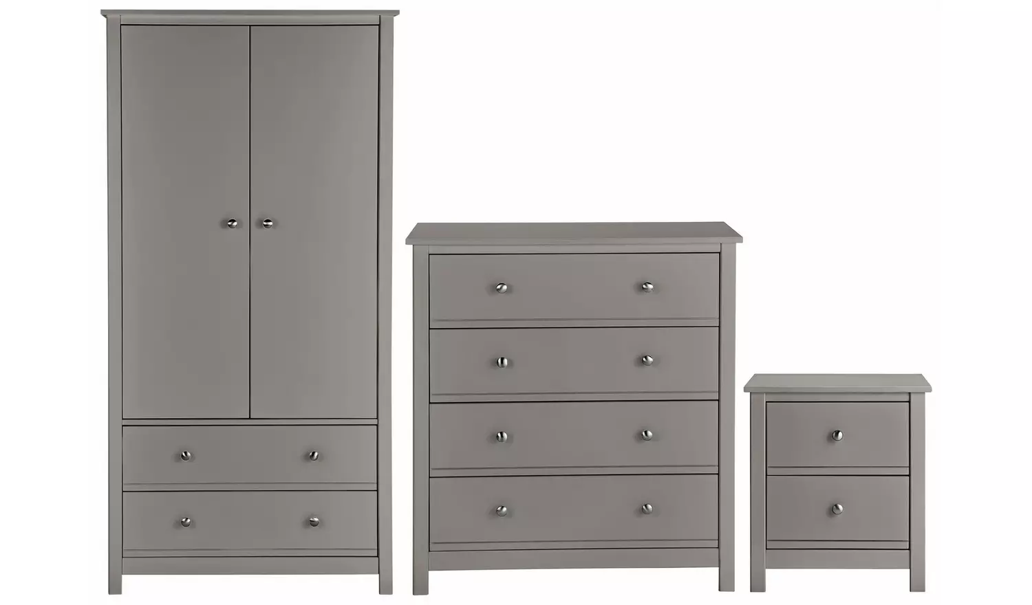Habitat Brooklyn 3 Piece 2 Door Tall Wardrobe Set -Grey