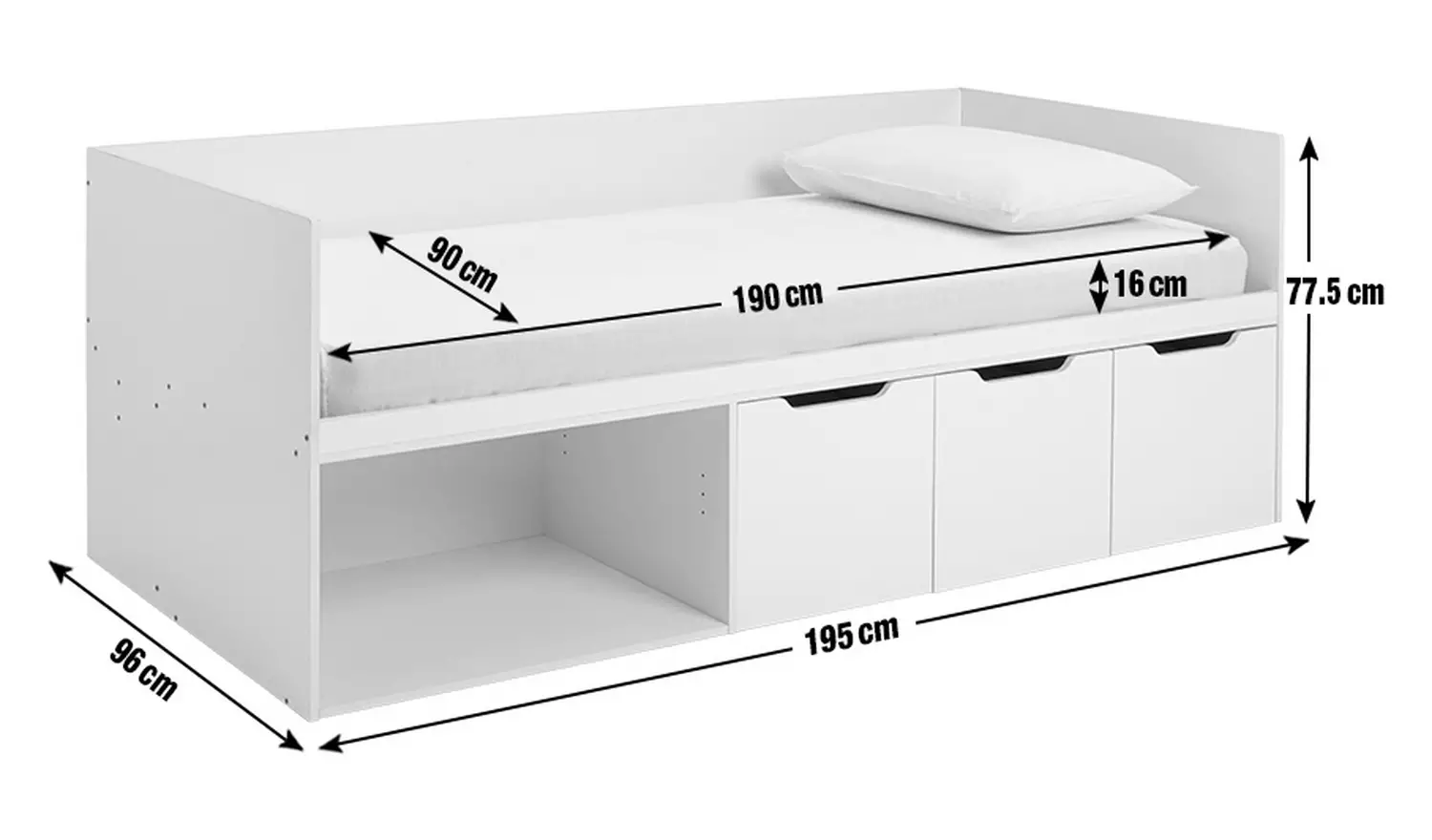 Habitat Jude Storage Cabin Bed With Mattress - White