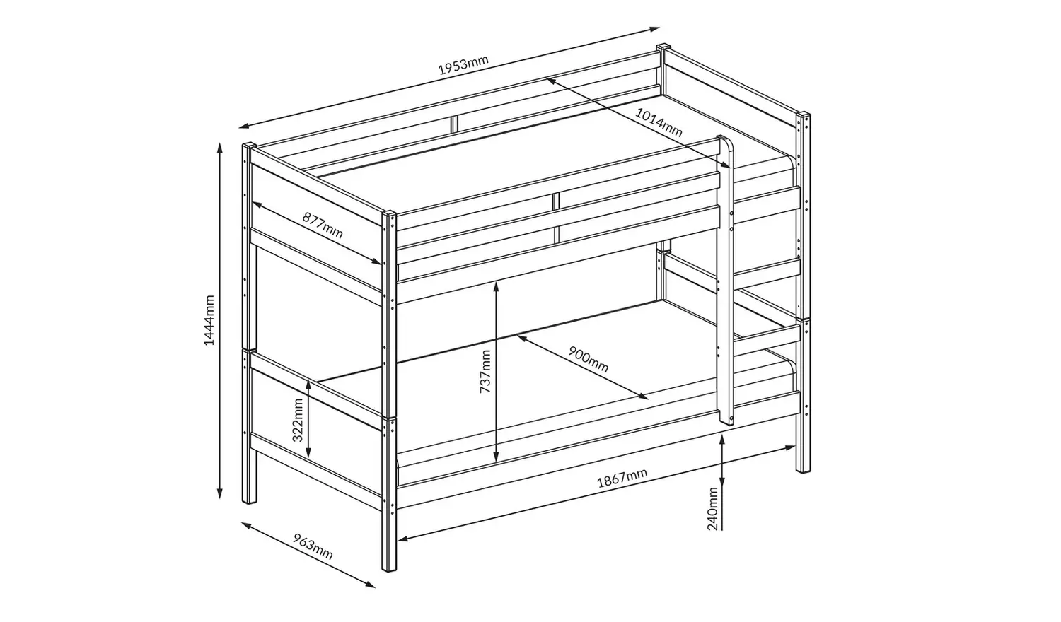 Habitat Detachable Bunk Bed Frame - White