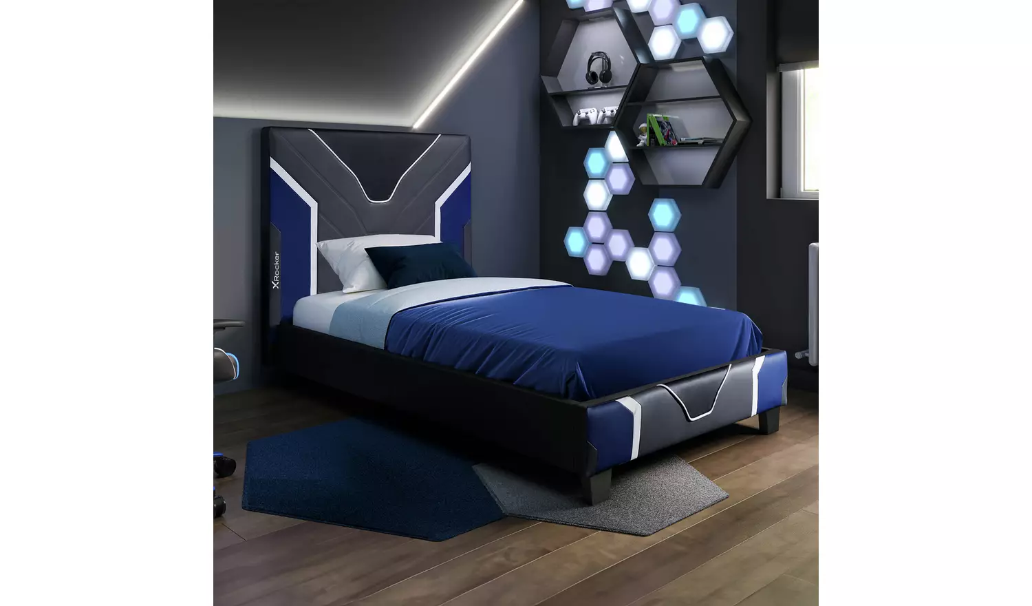 X Rocker Chromis Single Bed in a Box with Mattress - Blue