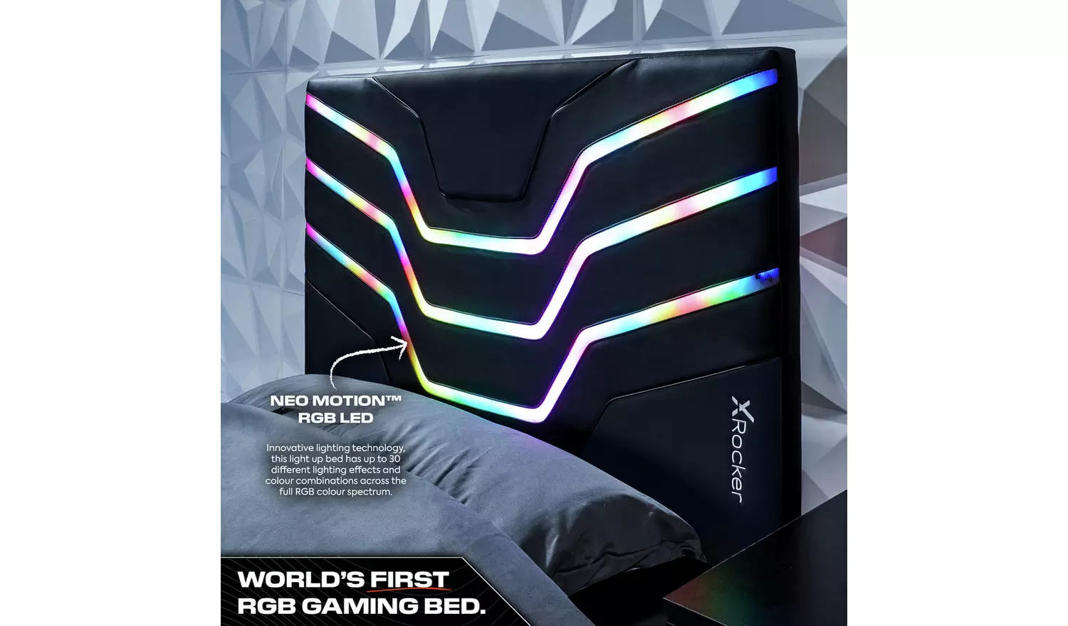 X Rocker Cosmos RGB Single Bed - Black