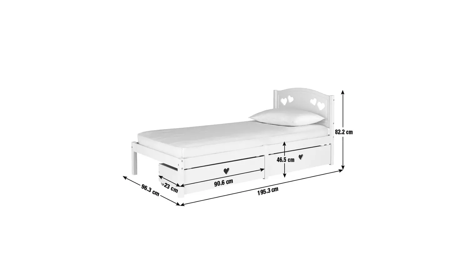 Argos Home Mia Single Bed Frame with 2 Drawers - White