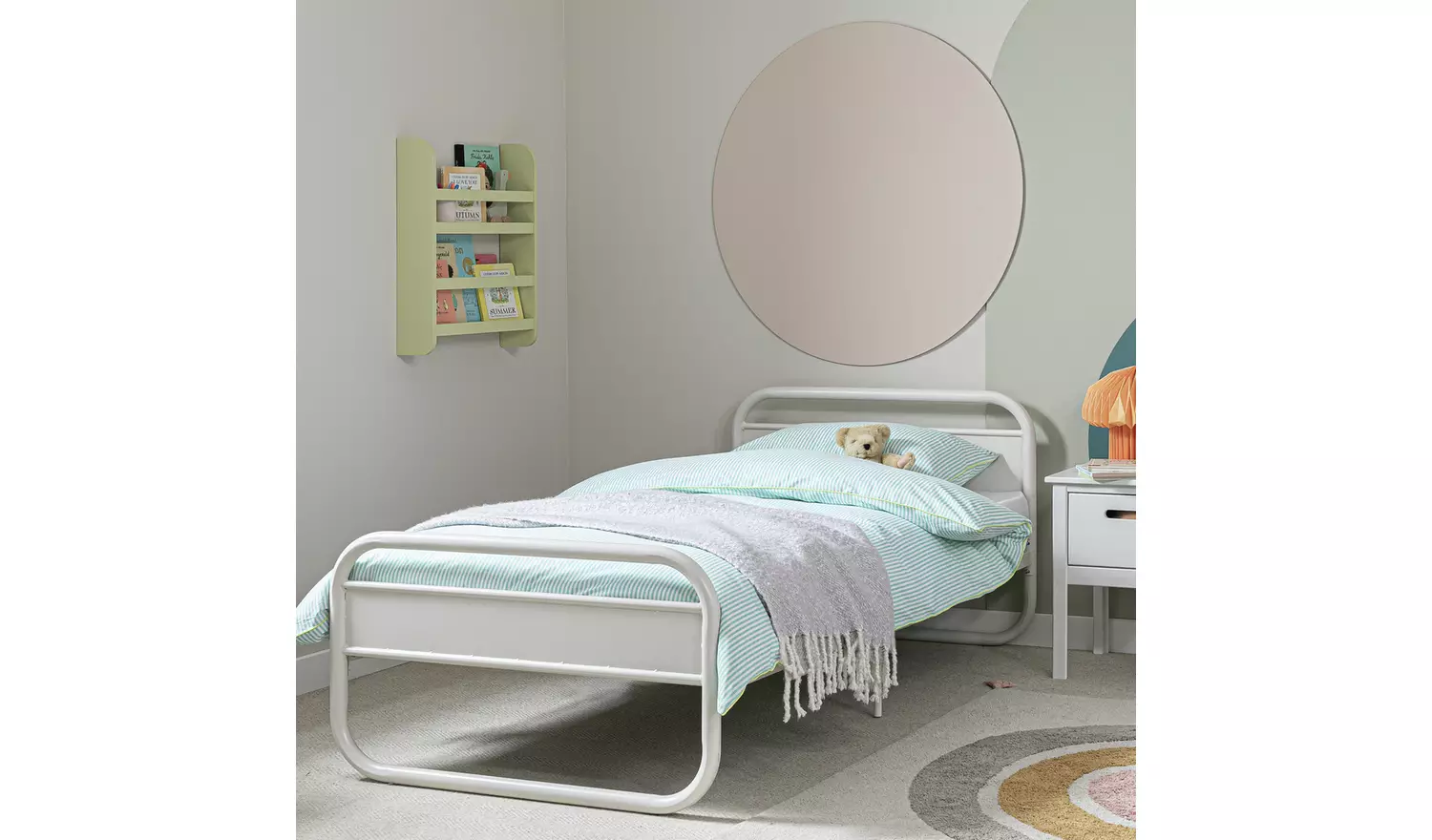 Habitat Kids Rory Curved Single Metal Bed Frame - Light Grey