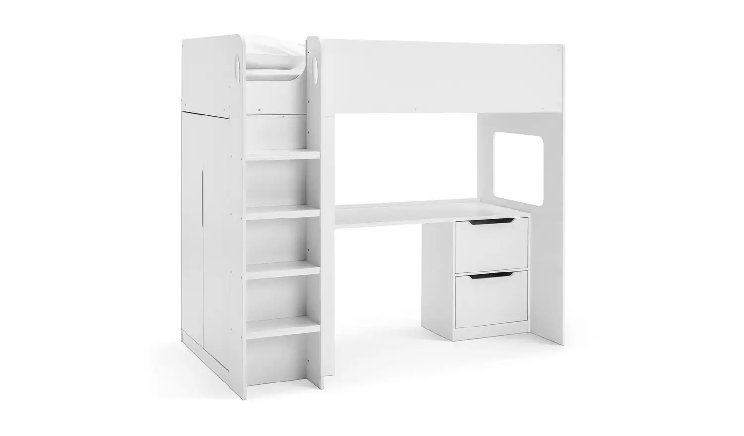 Habitat Jude High Sleeper Bed with Wardrobe & Mattress-White