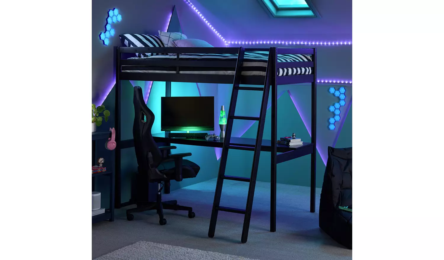 Argos Home Gaming High Sleeper Frame With Desk – Black