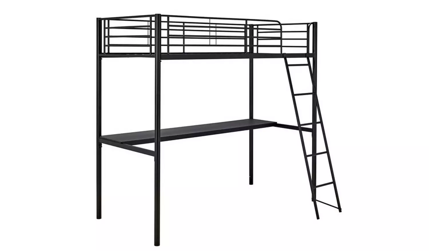 Habitat Riley High Sleeper Metal Bed Frame & Desk-Black