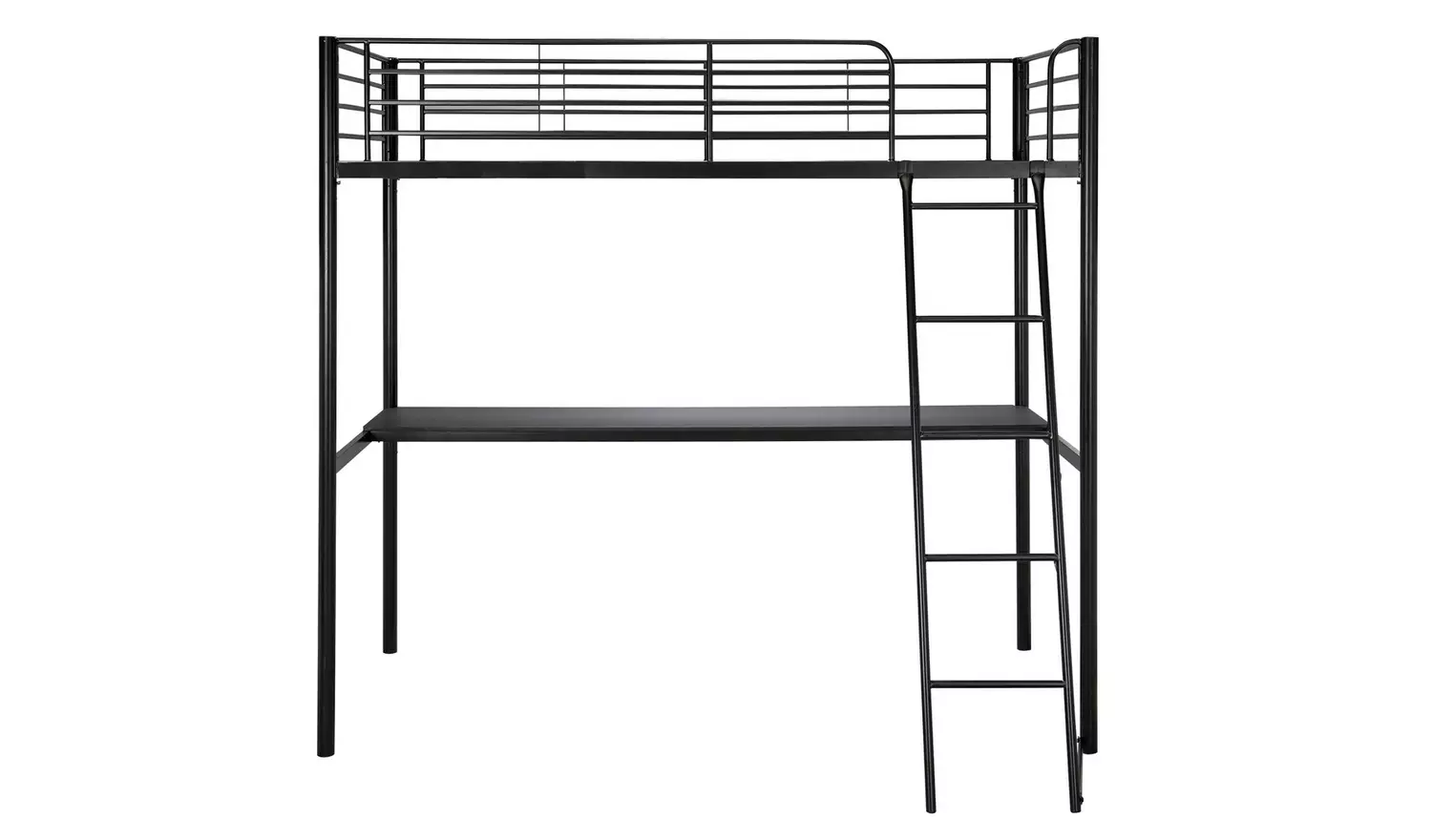 Habitat Riley High Sleeper Metal Bed Frame & Desk-Black