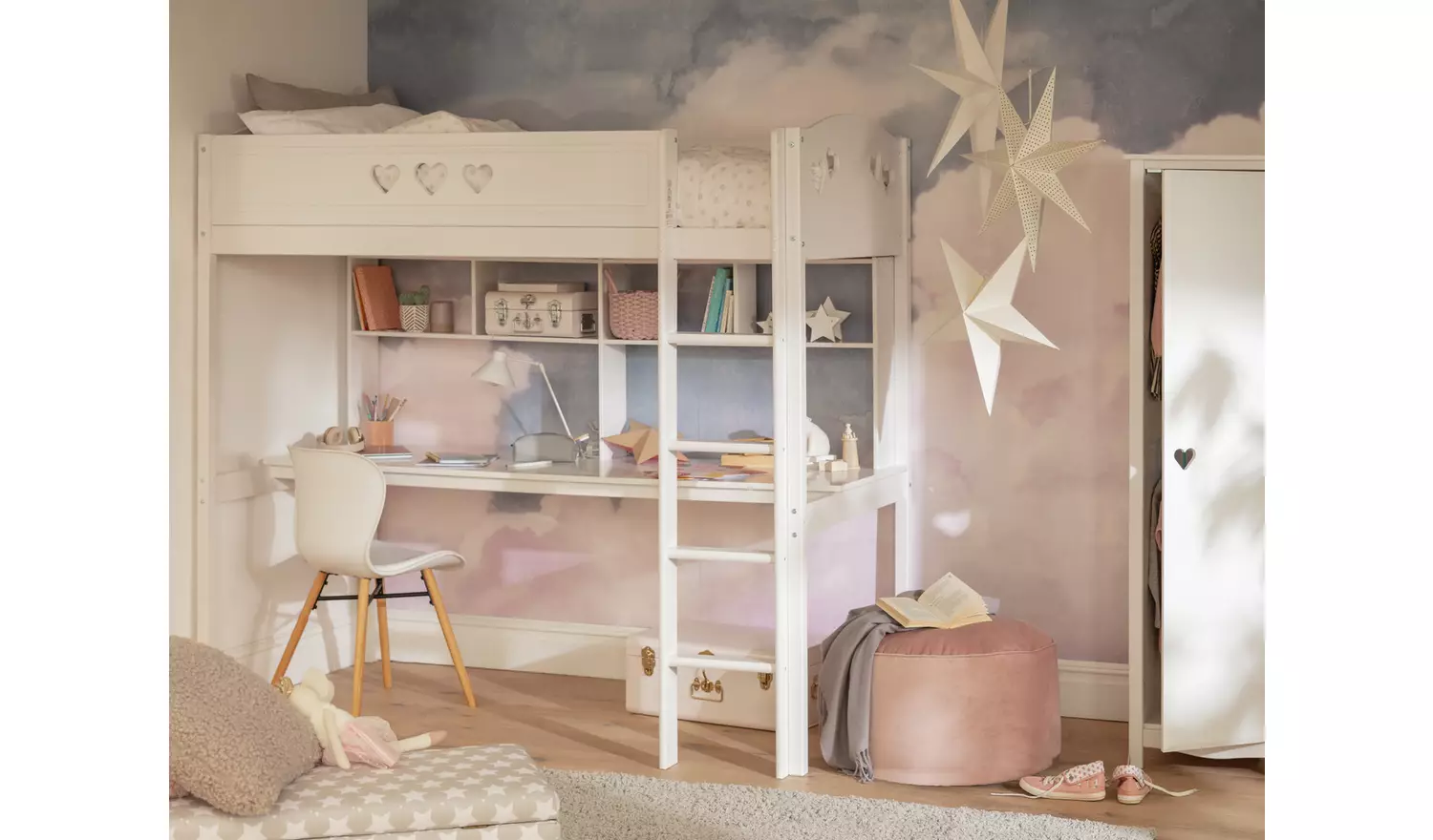 Argos Home Mia High Sleeper Bed Frame & Desk - White