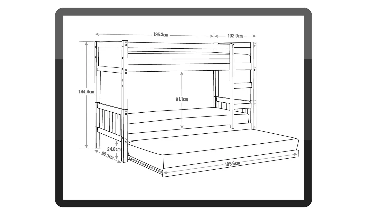 Habitat Detachable Bunk Bed Frame with Trundle - Grey