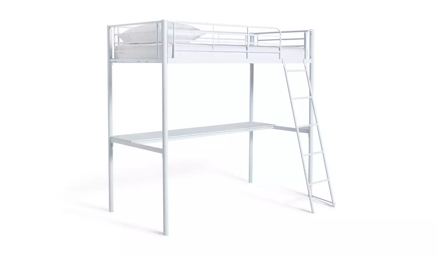 Habitat Riley High Sleeper Metal Bed Frame & Desk-White
