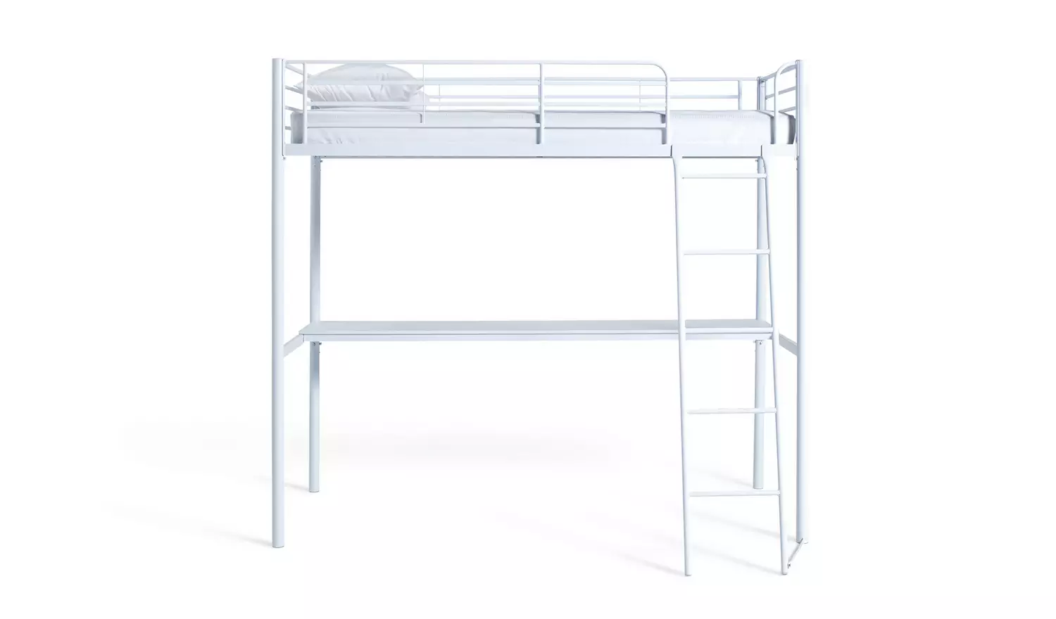 Habitat Riley High Sleeper Metal Bed Frame & Desk-White