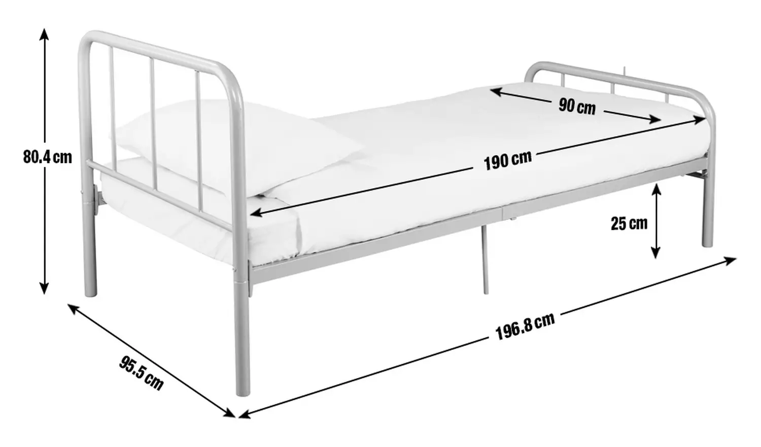 Argos Home Charlie Single Metal Bed Frame - White