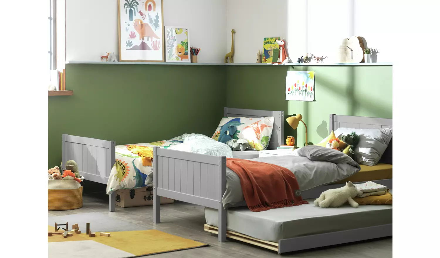 Habitat Detachable Bunk Bed, Trundle & 3 Mattresses -Grey