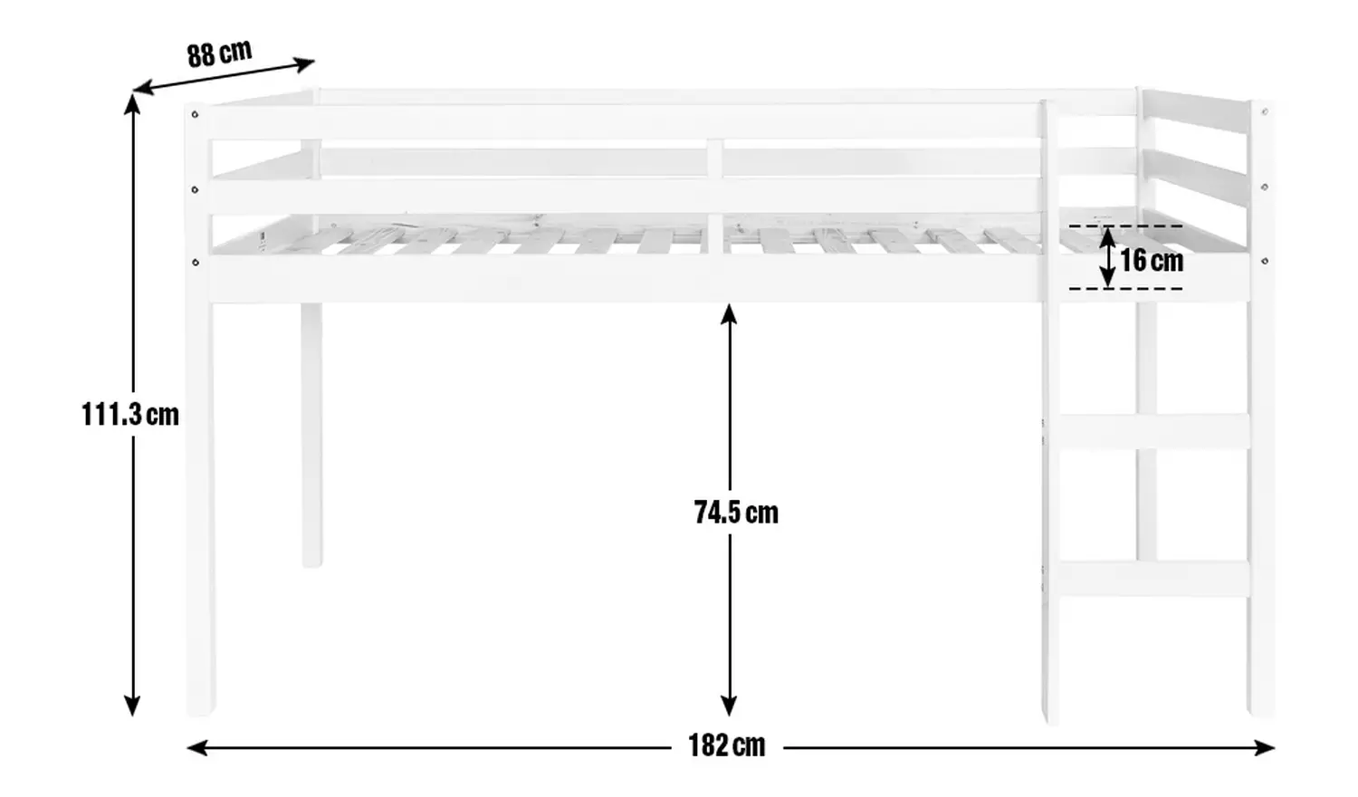 Argos Home Kaycie Shorty Mid Sleeper & Kids Mattress - White