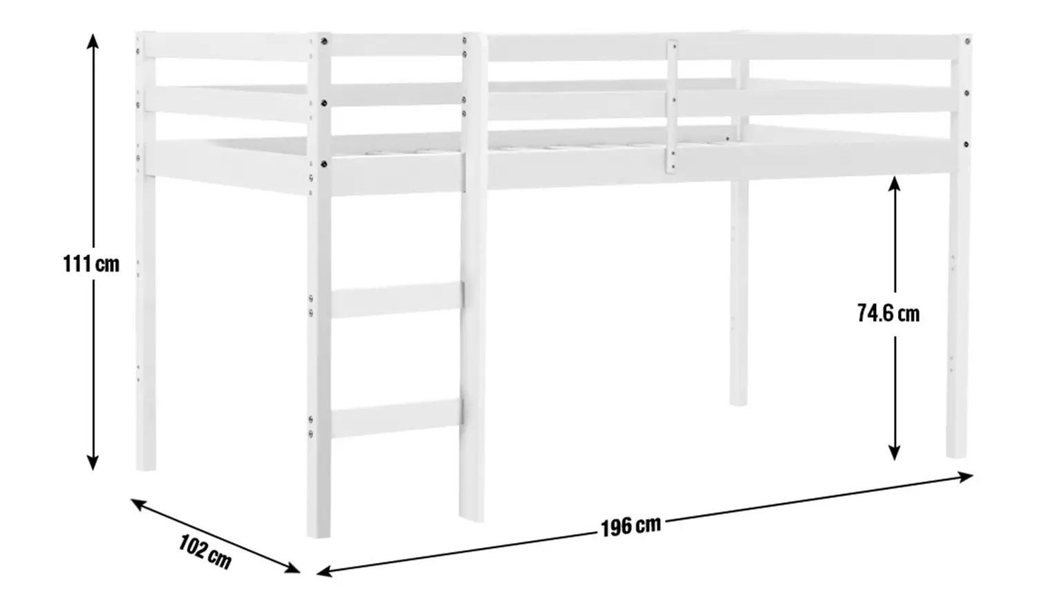 Argos Home Kaycie Mid Sleeper and Kids Mattress - White