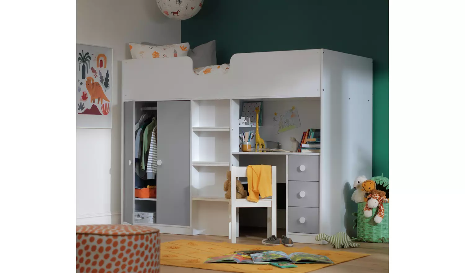 Habitat Jackson High Sleeper Bed Frame - White and Grey