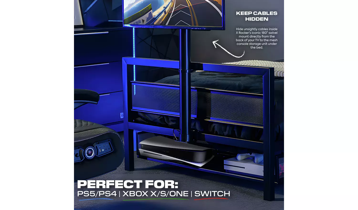 X Rocker BaseCamp TV and Gaming Bed & Kids Mattress - Black