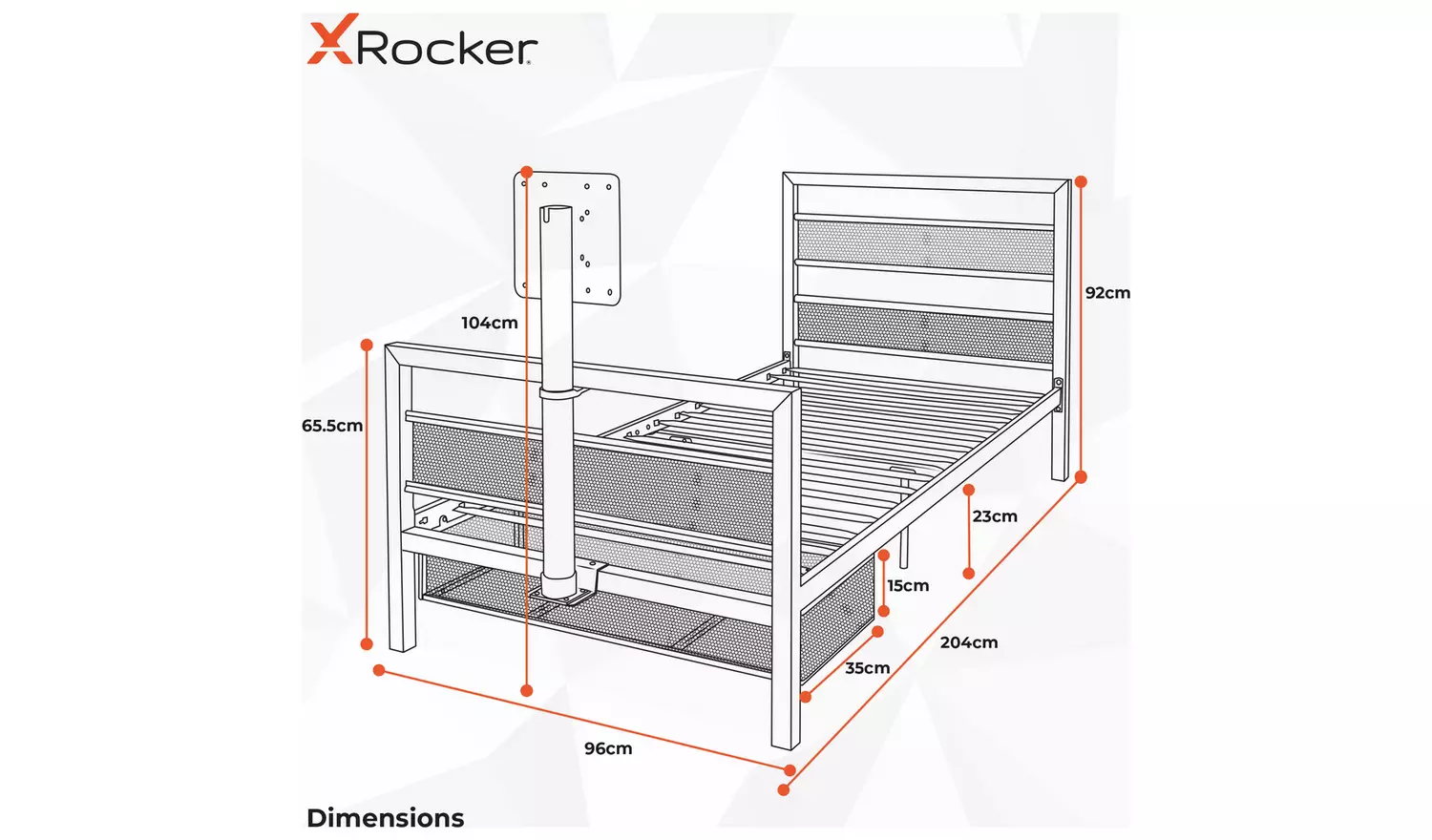 X Rocker Basecamp TV and Gaming Bed Frame - White