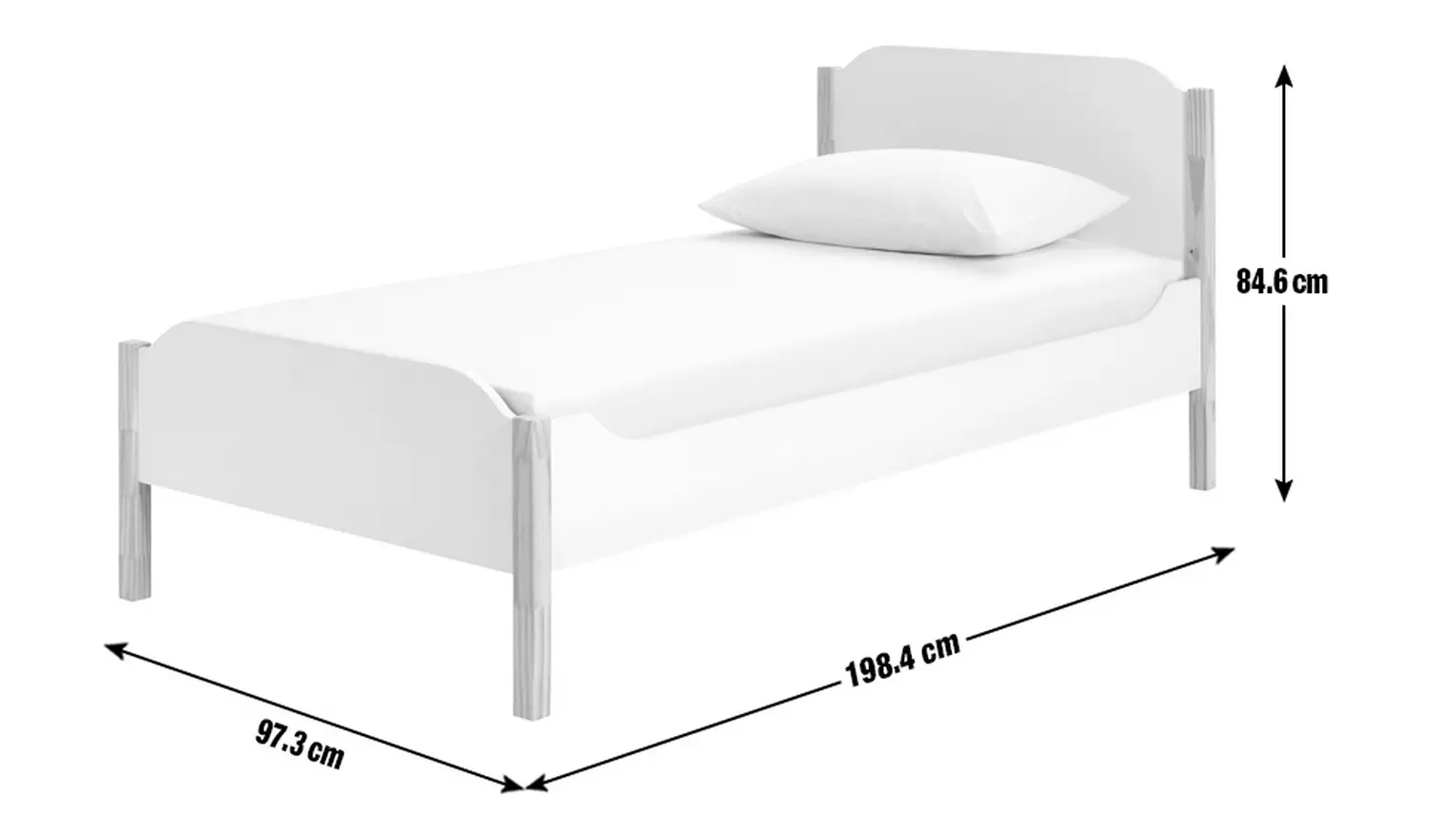Habitat Nico Single Wooden Bed Frame - White & Pine