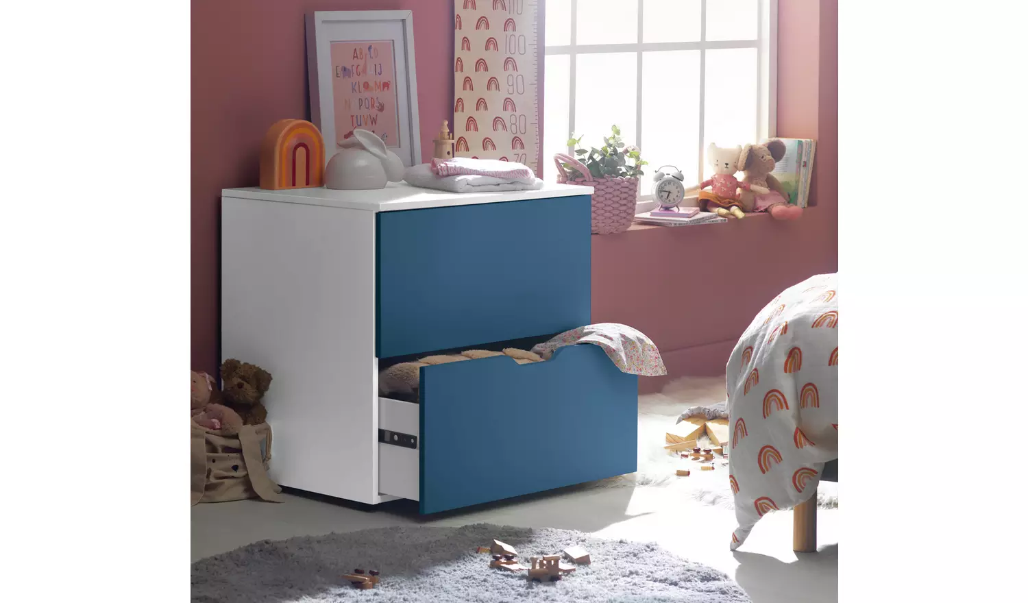Habitat Kids Pod 2 Low Drawer Chest - Blue