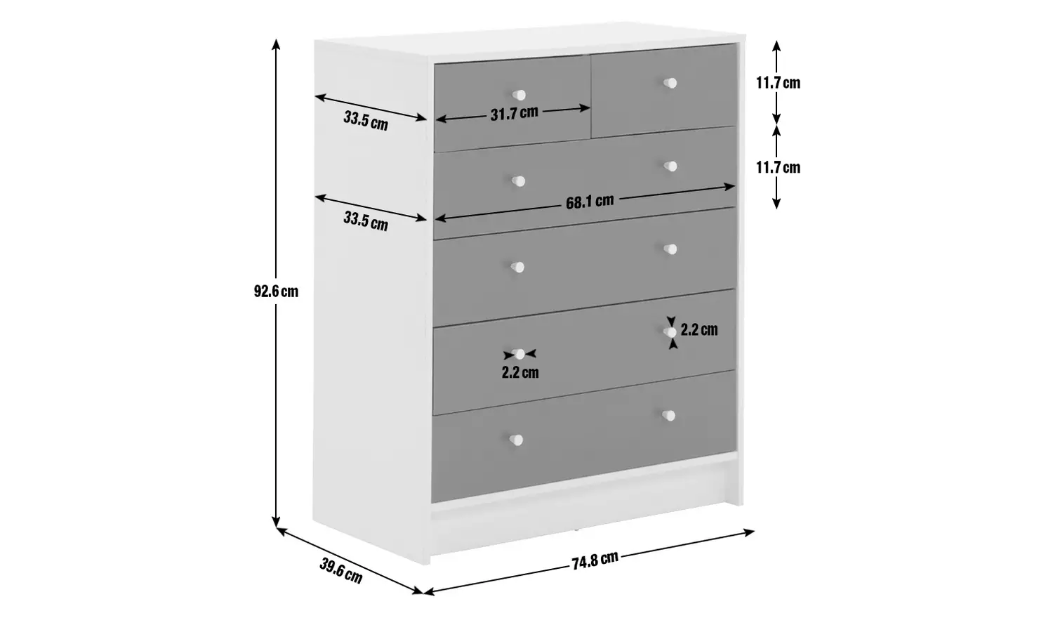 Argos Home Kids Malibu 6 Drawer Chest - Blue & White