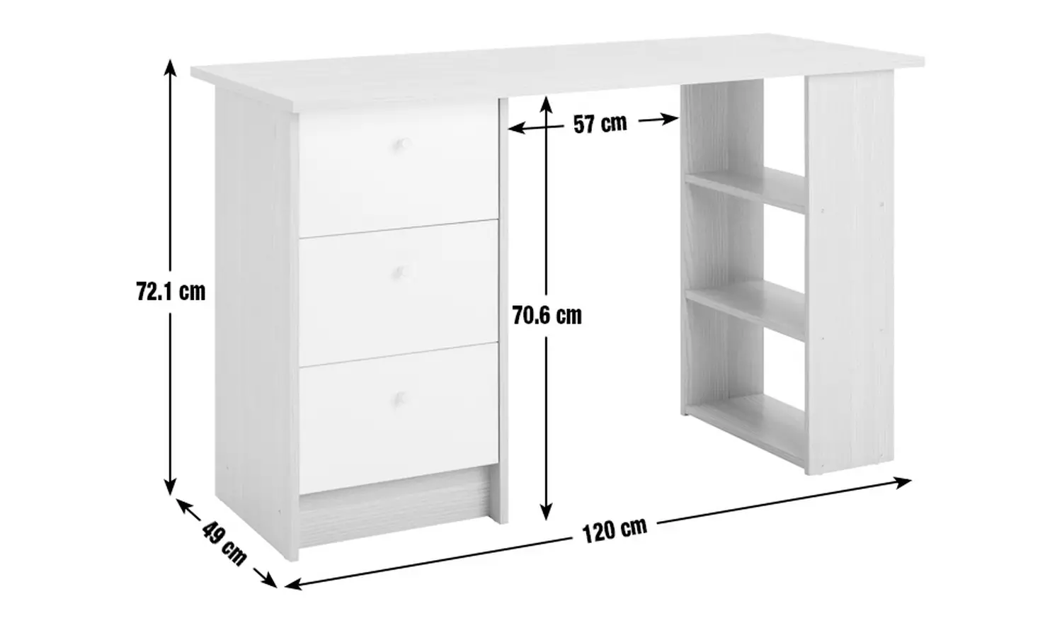 Argos Home Kids Malibu 3 Drawers Desk - White and Acacia