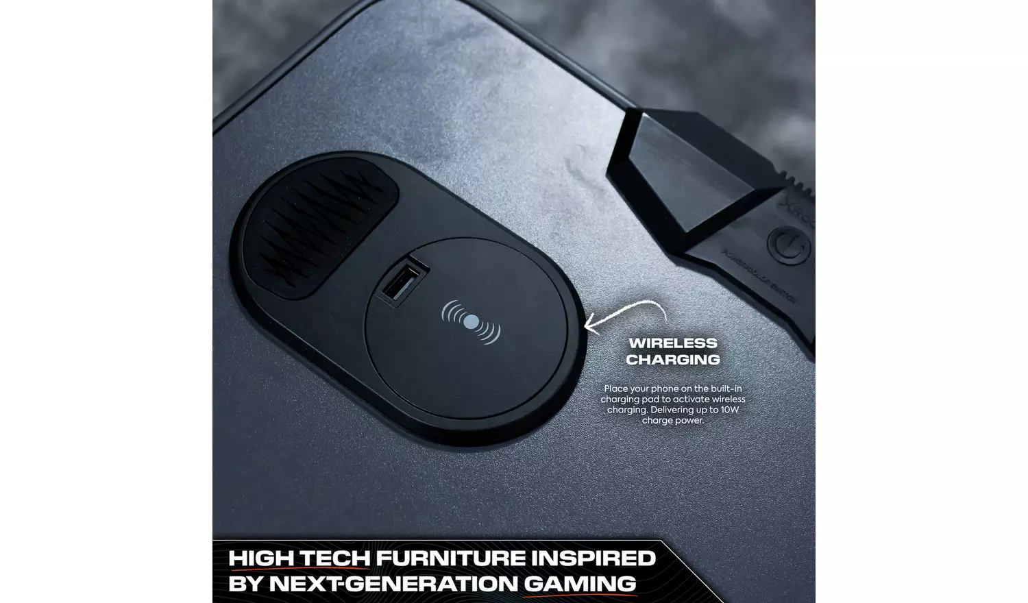 X Rocker Carbon Tek LED Gaming Desk - Black And Red