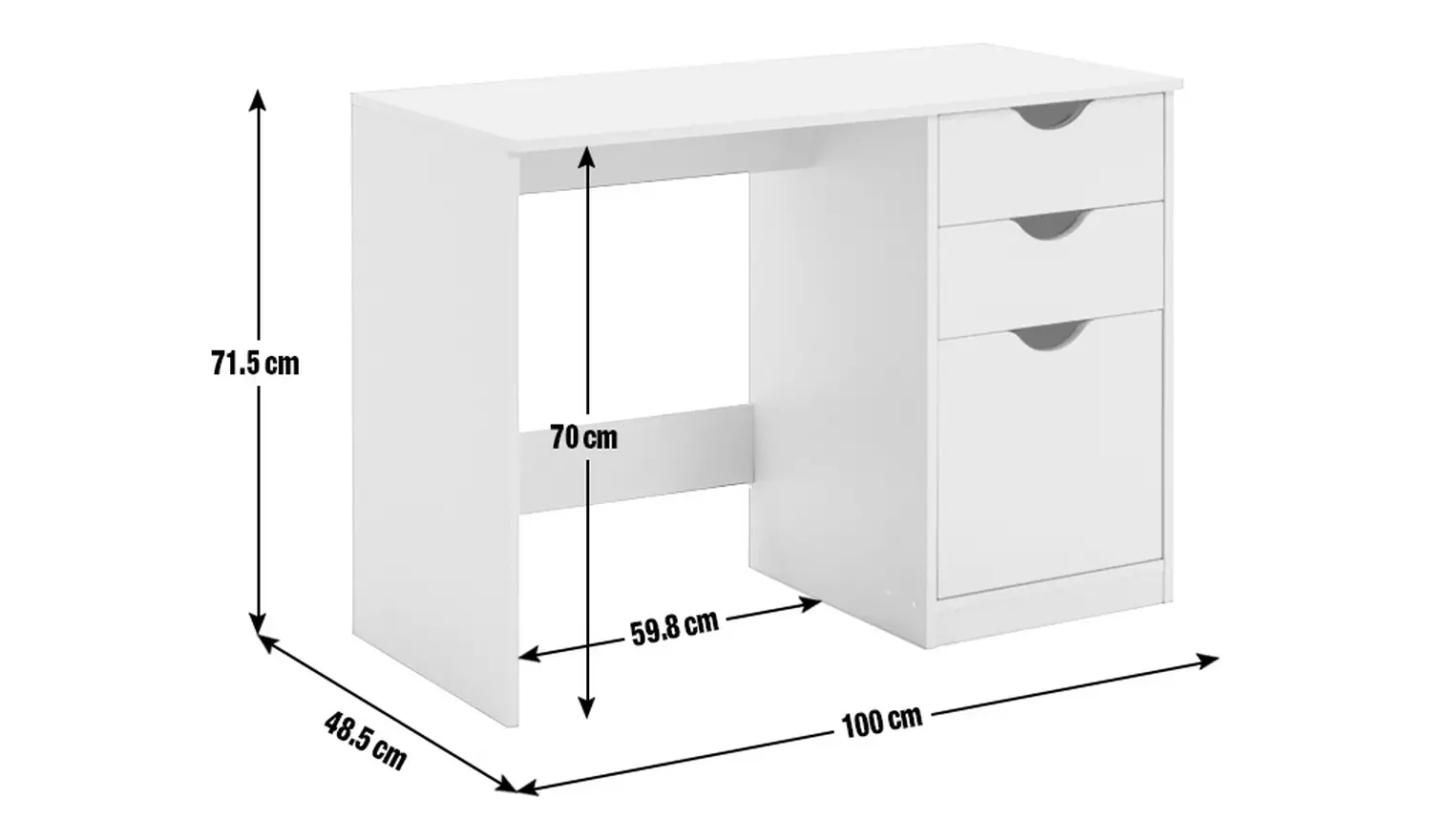 Habitat Kids Pagnell 3 Drawers Desk - Grey