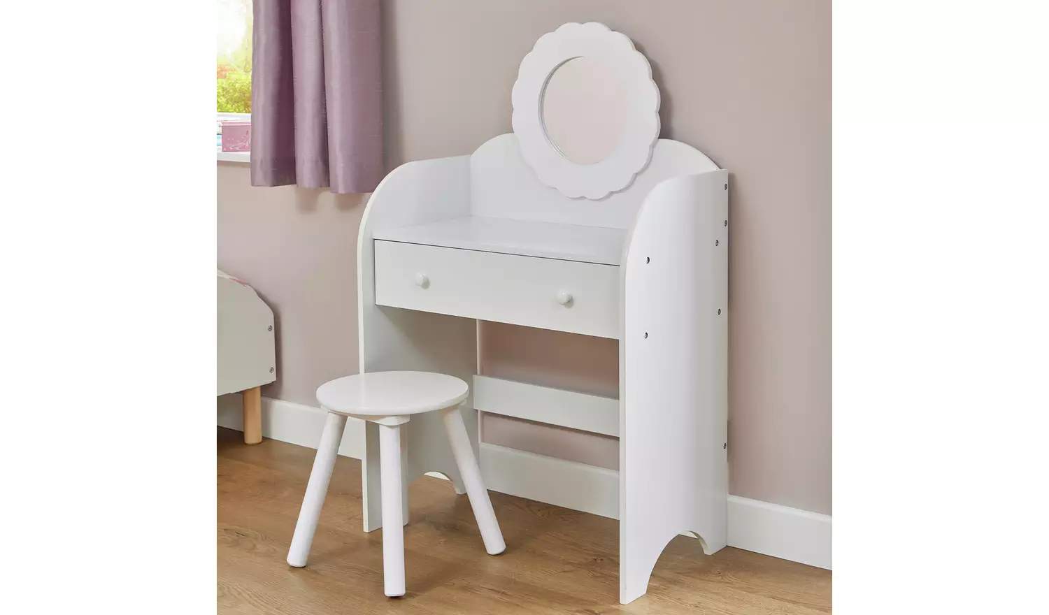 Liberty House Kids Mirror Dressing Table And Stool - White