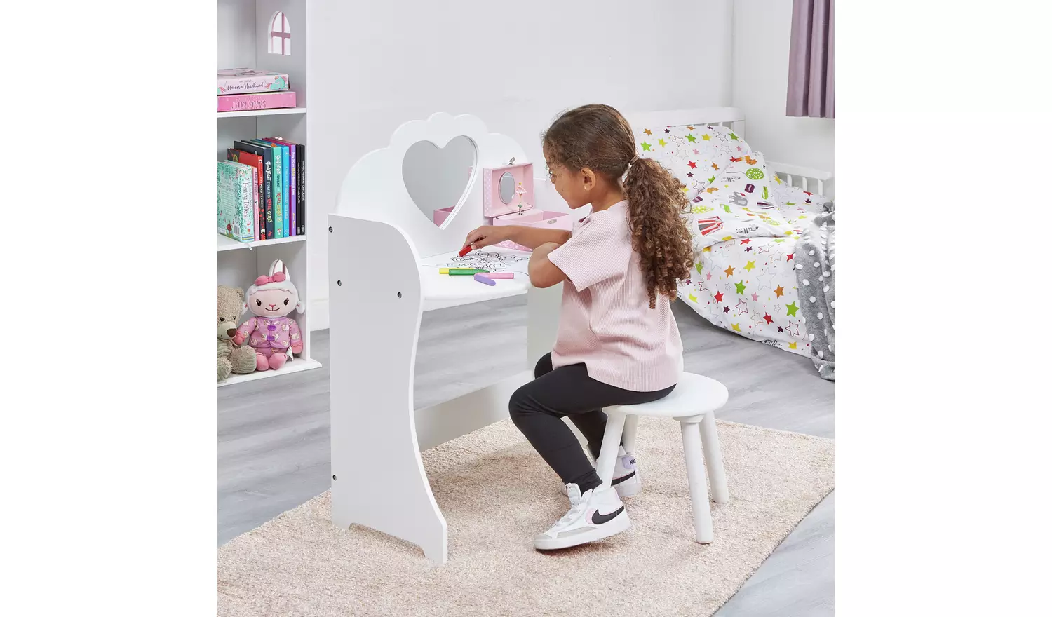 Liberty House Toys Kids Dressing Table And Stool - White